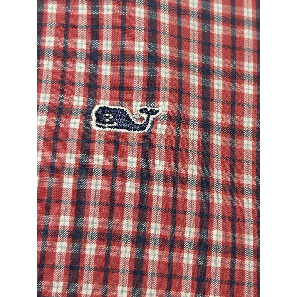 Men's Vineyard Vines Whale Red/Wht/Bl Plaid Long Sleeve Button Down Shirt Size M - Picture 3 of 6